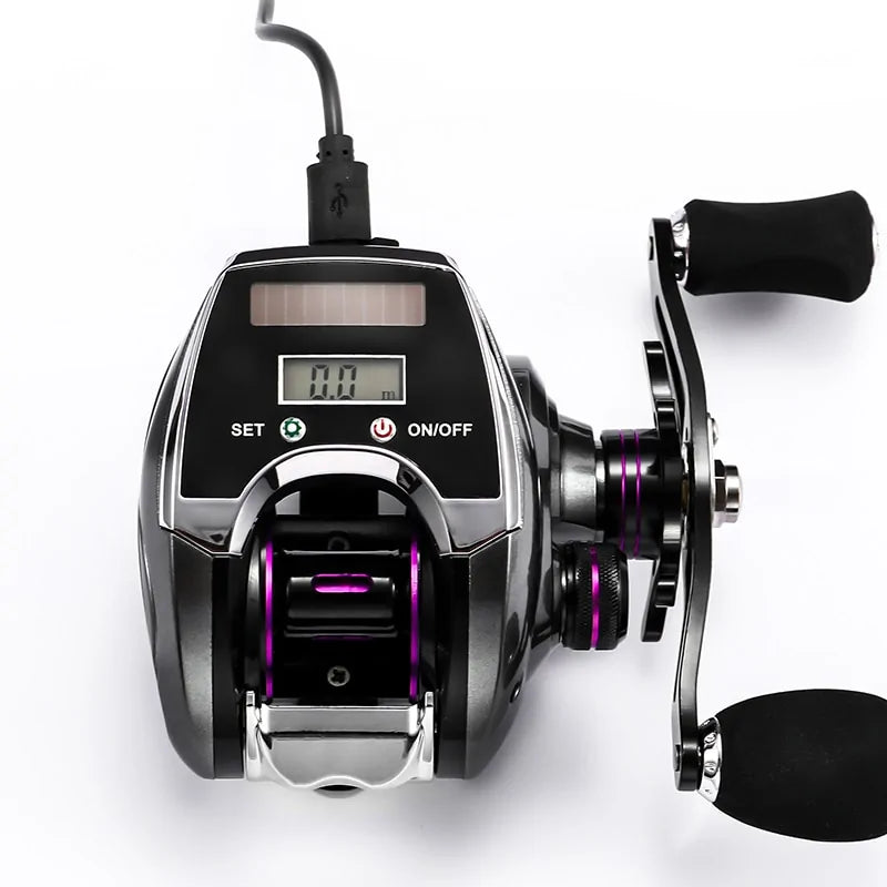 High-Speed Electronic Baitcasting Reel with Digital Counter (8.0:1 Gear Ratio)